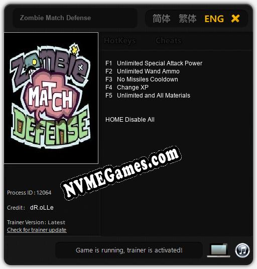 Treinador liberado para Zombie Match Defense [v1.0.5]