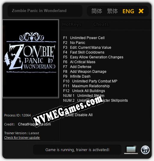 Zombie Panic in Wonderland: Cheats, Trainer +14 [CheatHappens.com]