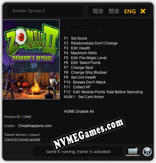 Zombie Tycoon 2: Treinador (V1.0.25)