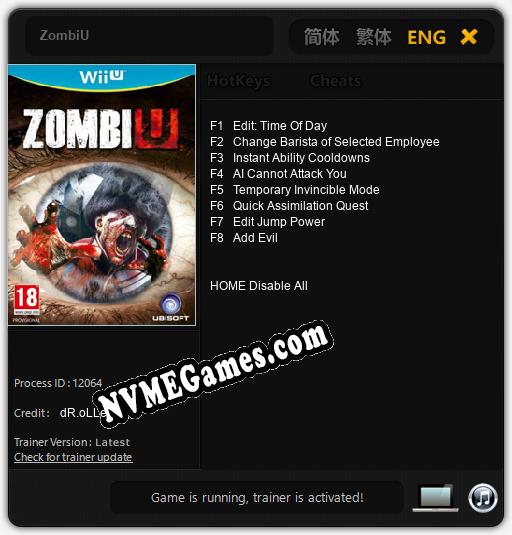 Treinador liberado para ZombiU [v1.0.7]