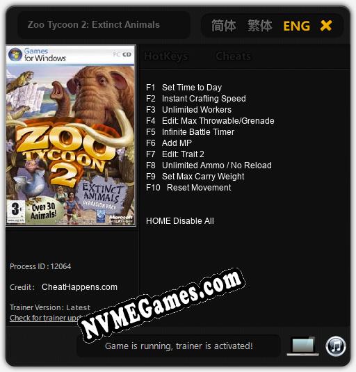 Zoo Tycoon 2: Extinct Animals: Trainer +10 [v1.2]