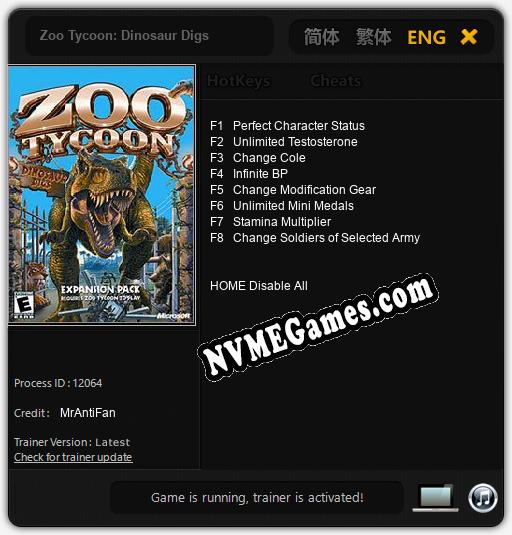 Treinador liberado para Zoo Tycoon: Dinosaur Digs [v1.0.9]