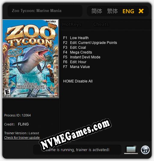 Zoo Tycoon: Marine Mania: Trainer +7 [v1.3]