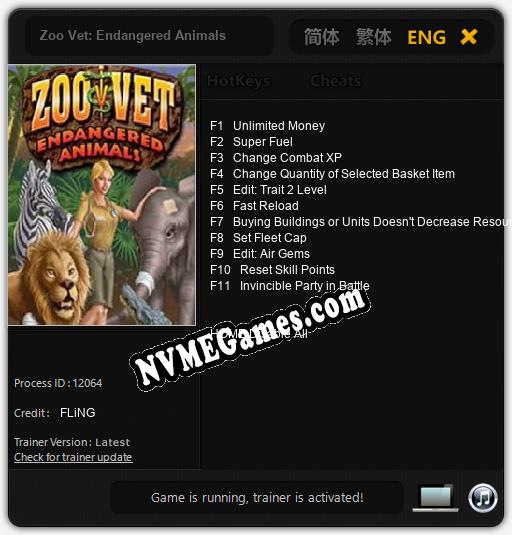 Zoo Vet: Endangered Animals: Cheats, Trainer +11 [FLiNG]