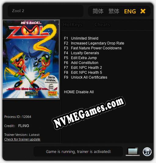 Zool 2: Cheats, Trainer +9 [FLiNG]